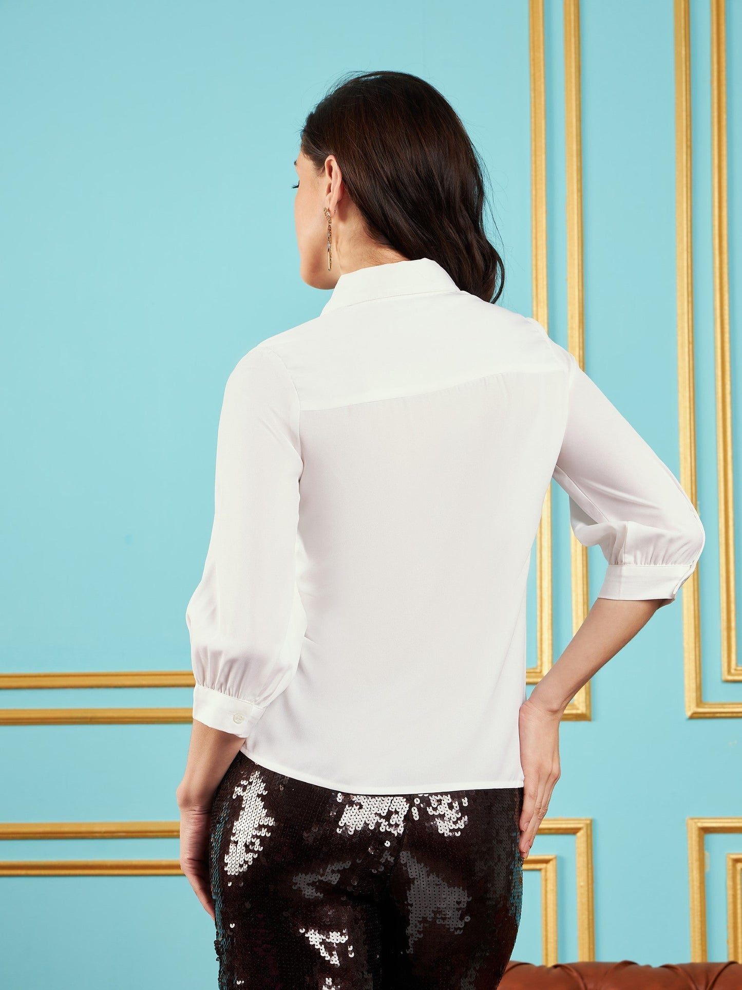 White Embroidered Placket Shirt