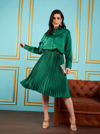 Green Satin Oversized Shirt