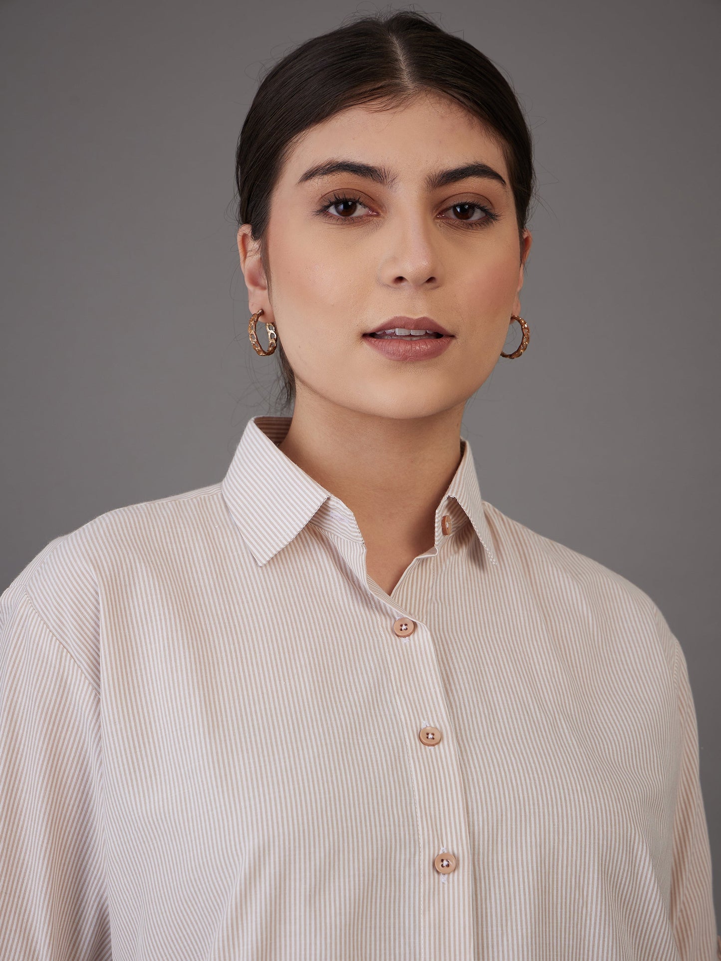 Brown Pin Stripes Regular Fit Shirt