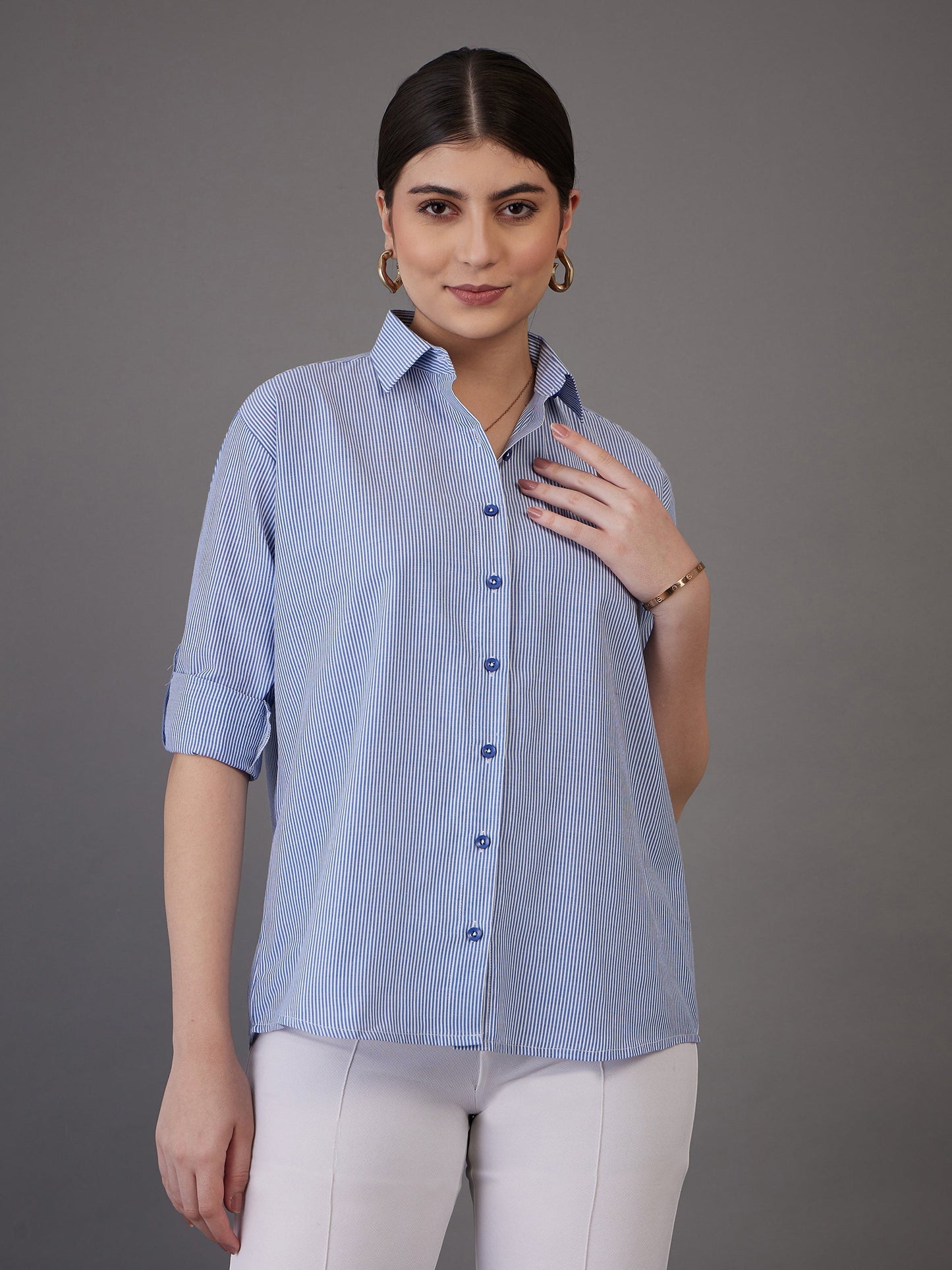 Navy Pin Stripes Regular Fit Shirt