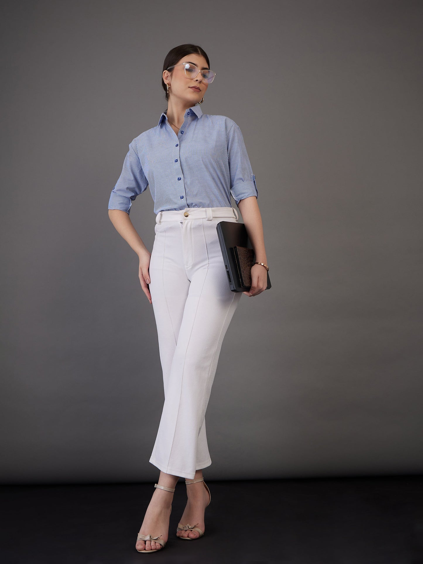 Navy Pin Stripes Regular Fit Shirt