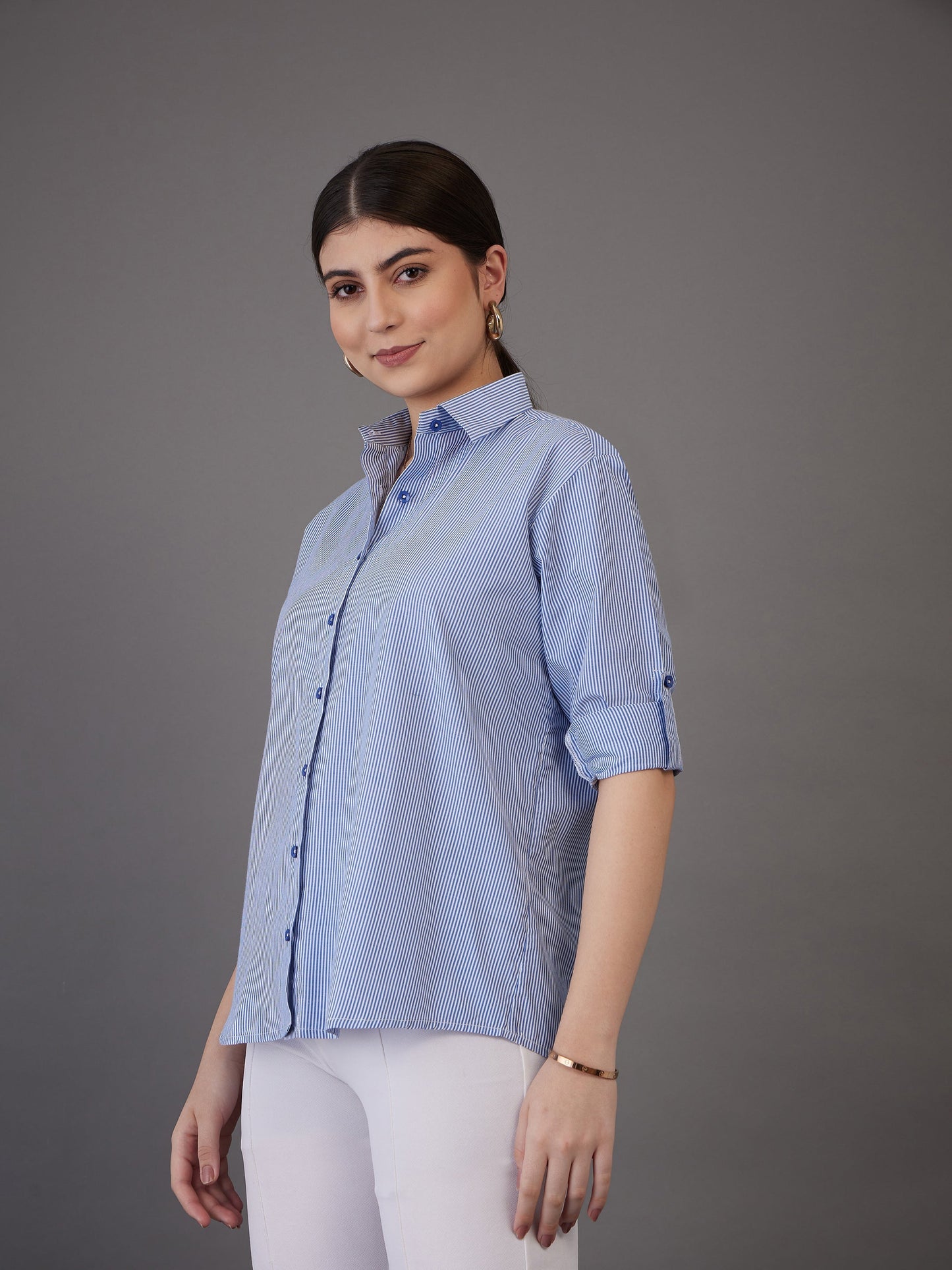 Navy Pin Stripes Regular Fit Shirt