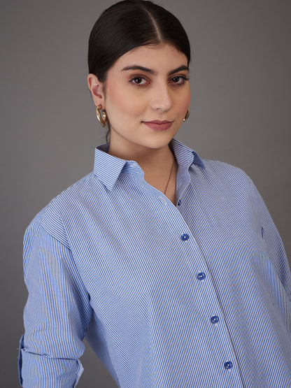 Navy Pin Stripes Regular Fit Shirt