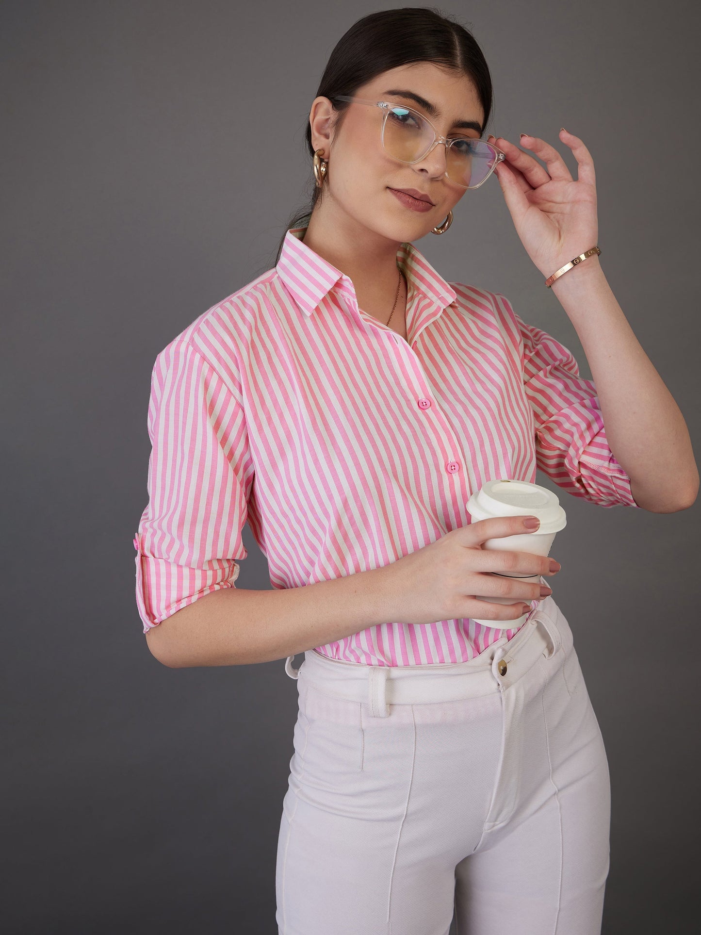 Pink Stripes Regular Fit Shirt