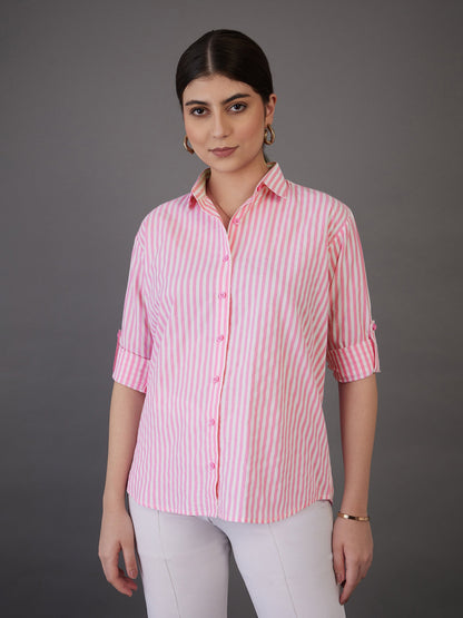 Pink Stripes Regular Fit Shirt