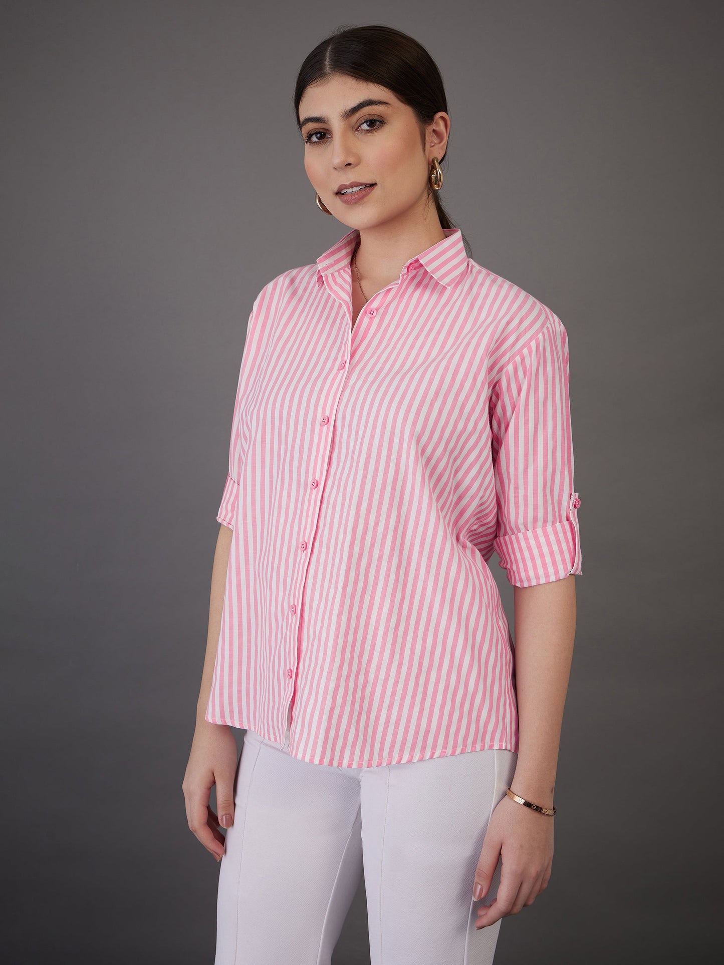 Pink Stripes Regular Fit Shirt