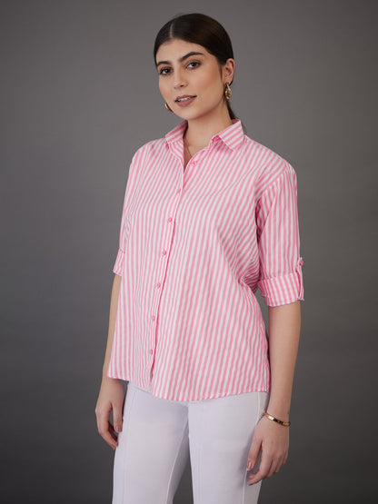 Pink Stripes Regular Fit Shirt