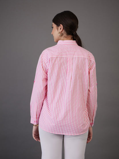 Pink Stripes Regular Fit Shirt