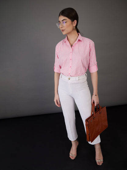 Pink Stripes Regular Fit Shirt