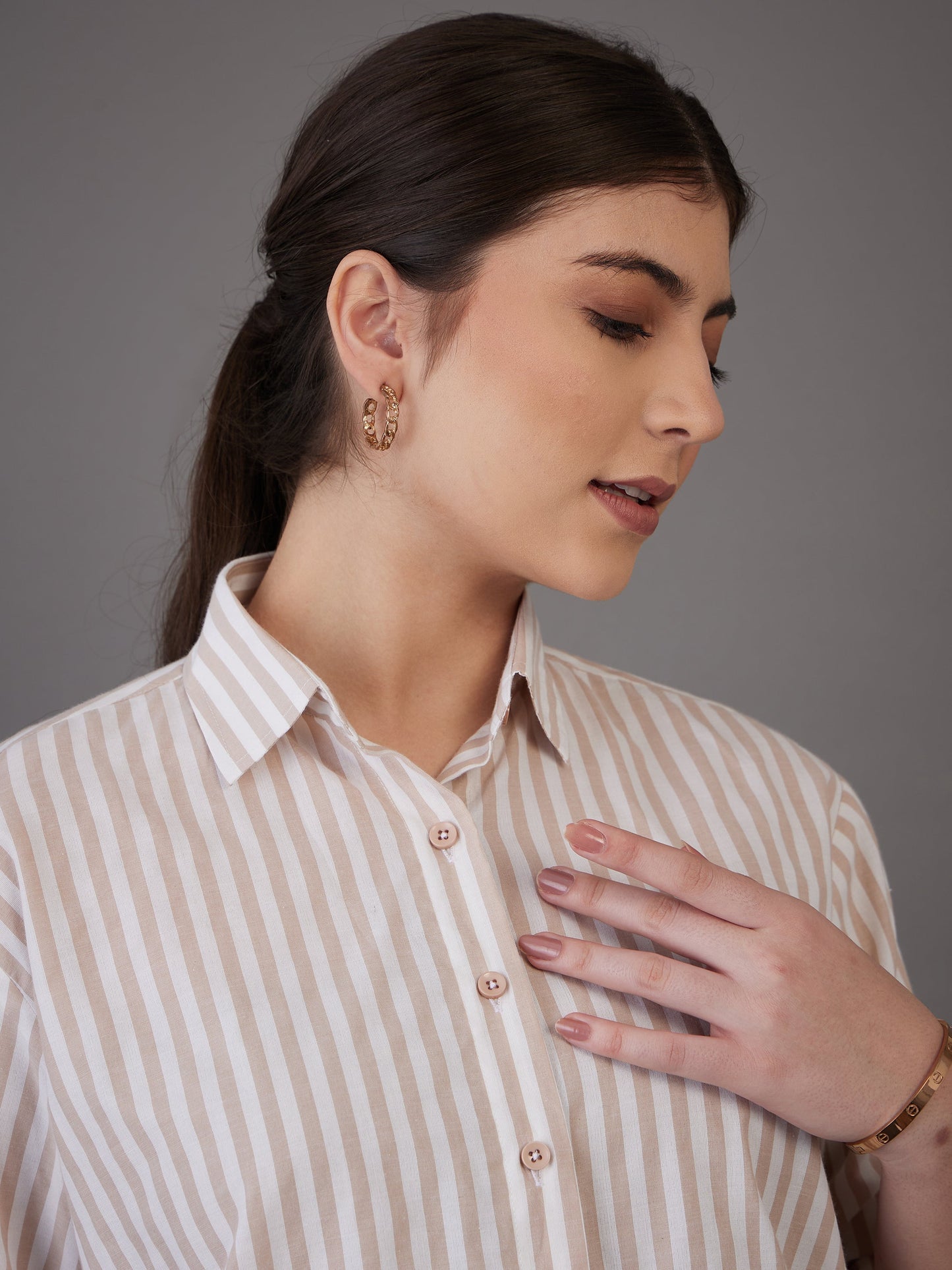 Brown Stripes Regular Fit Shirt