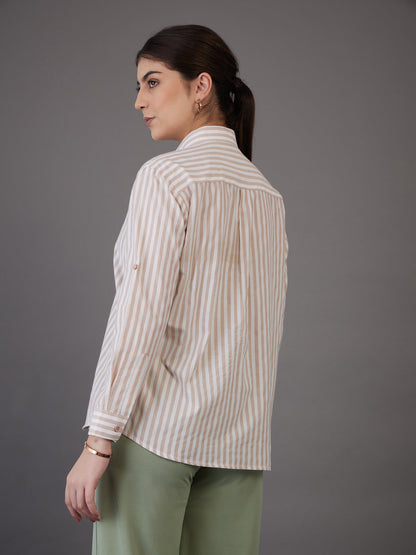 Brown Stripes Regular Fit Shirt