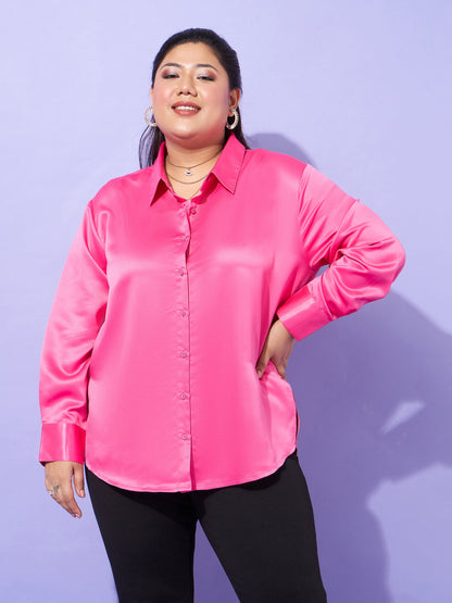 Pink Regular Satin Shirt