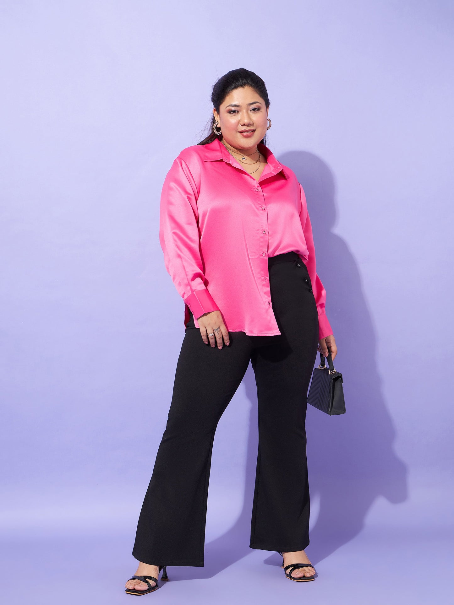 Pink Regular Satin Shirt