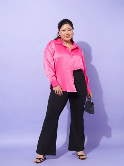Pink Regular Satin Shirt
