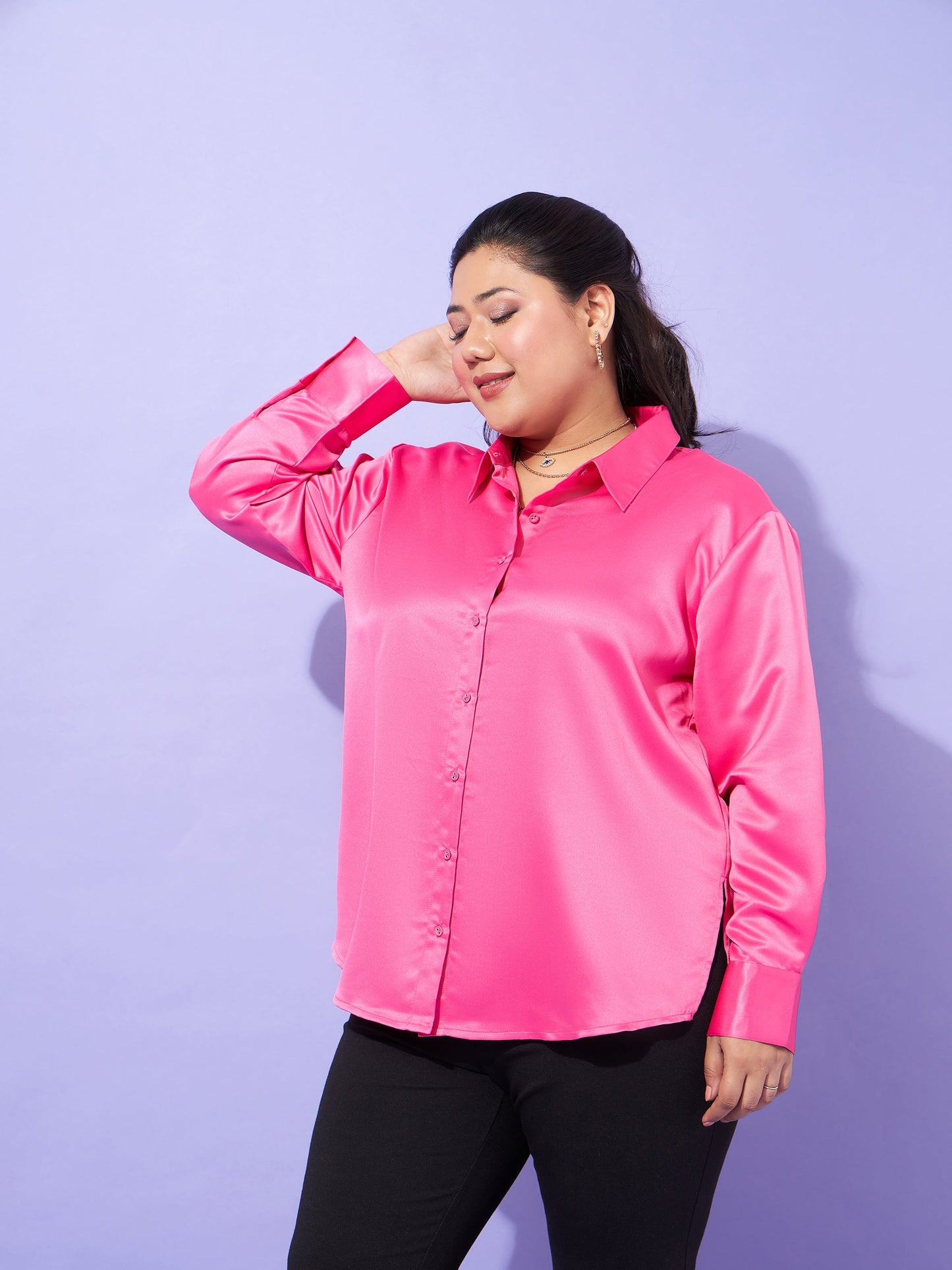 Pink Regular Satin Shirt