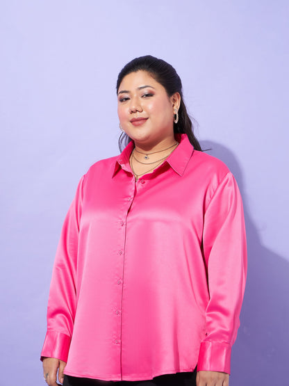 Pink Regular Satin Shirt