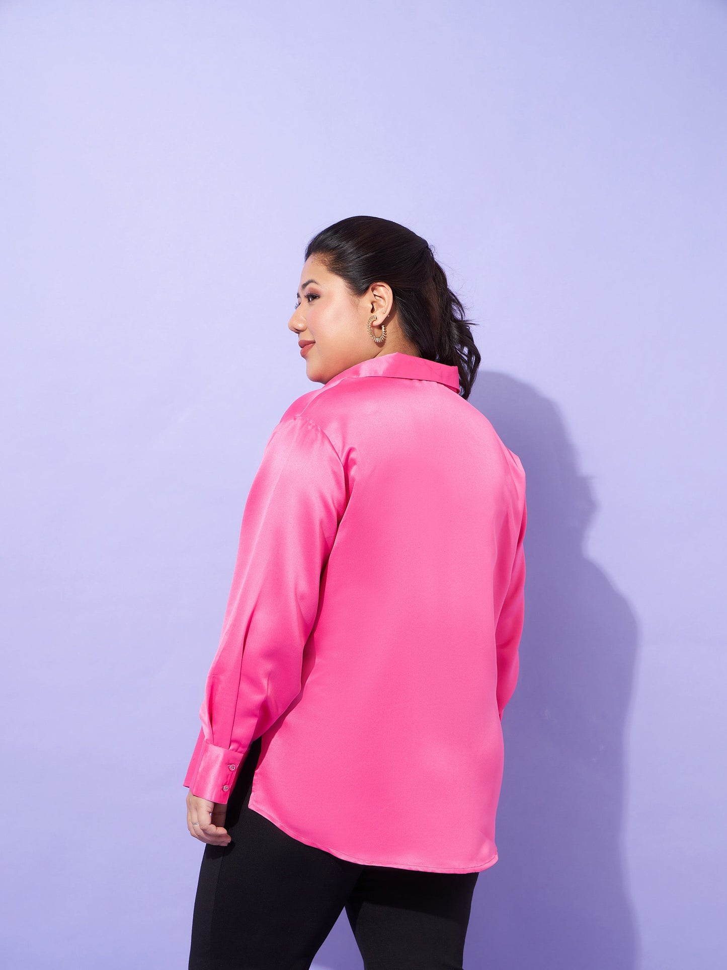 Pink Regular Satin Shirt