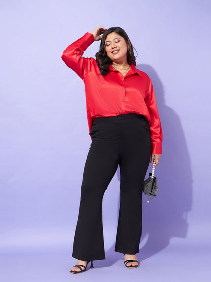 Red Regular Satin Shirt