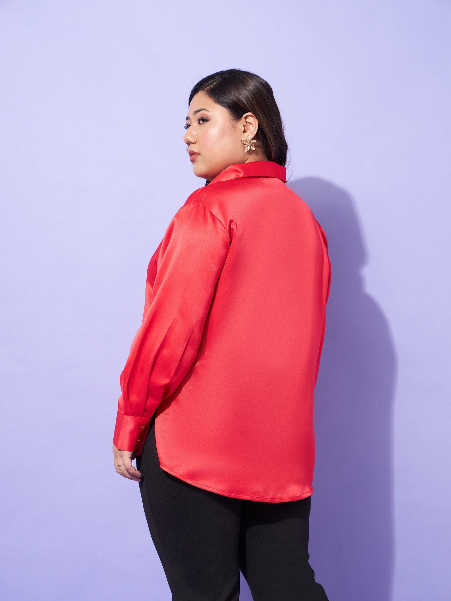 Red Regular Satin Shirt