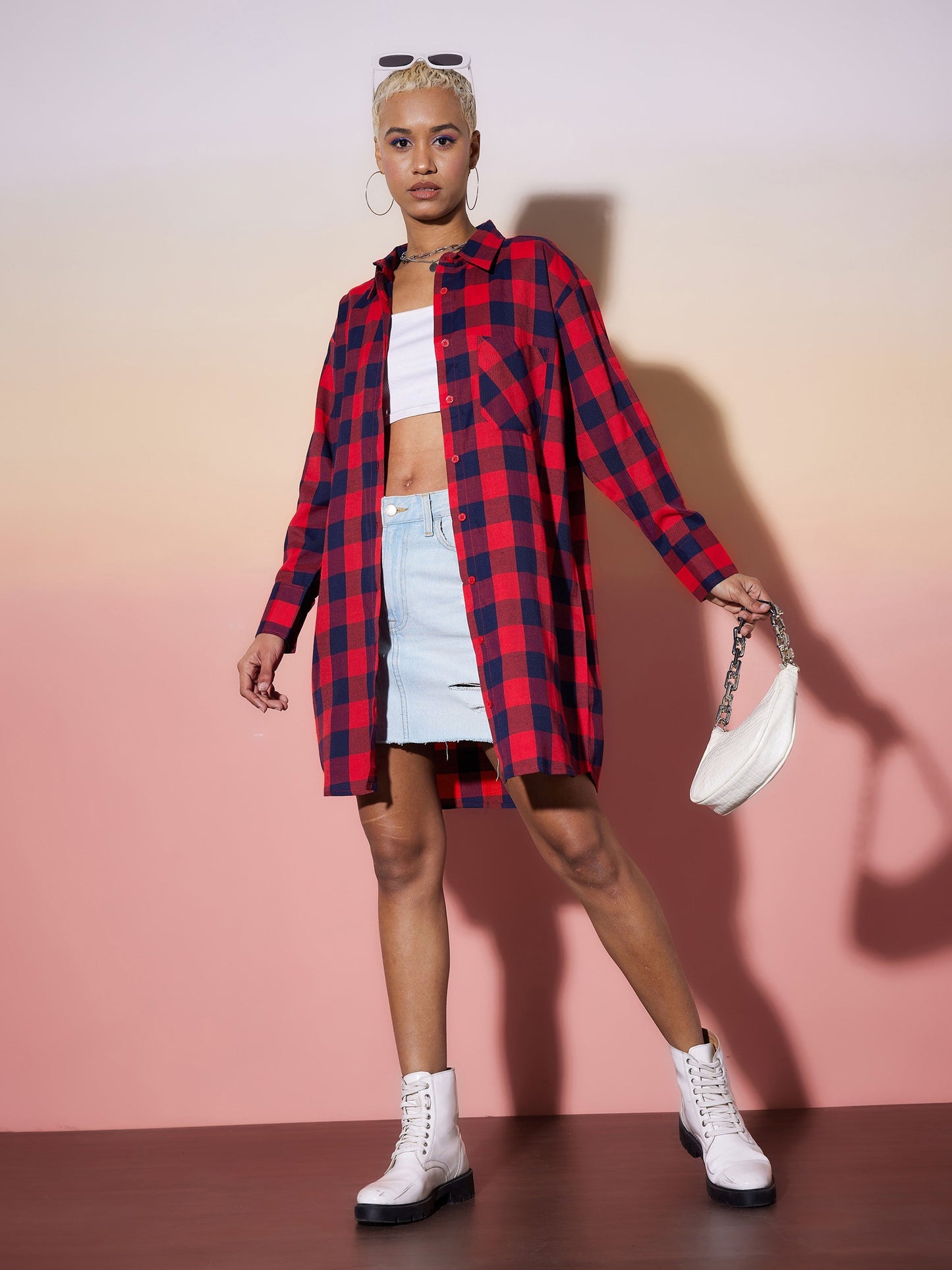 Red & Navy Check Lounge Shirt