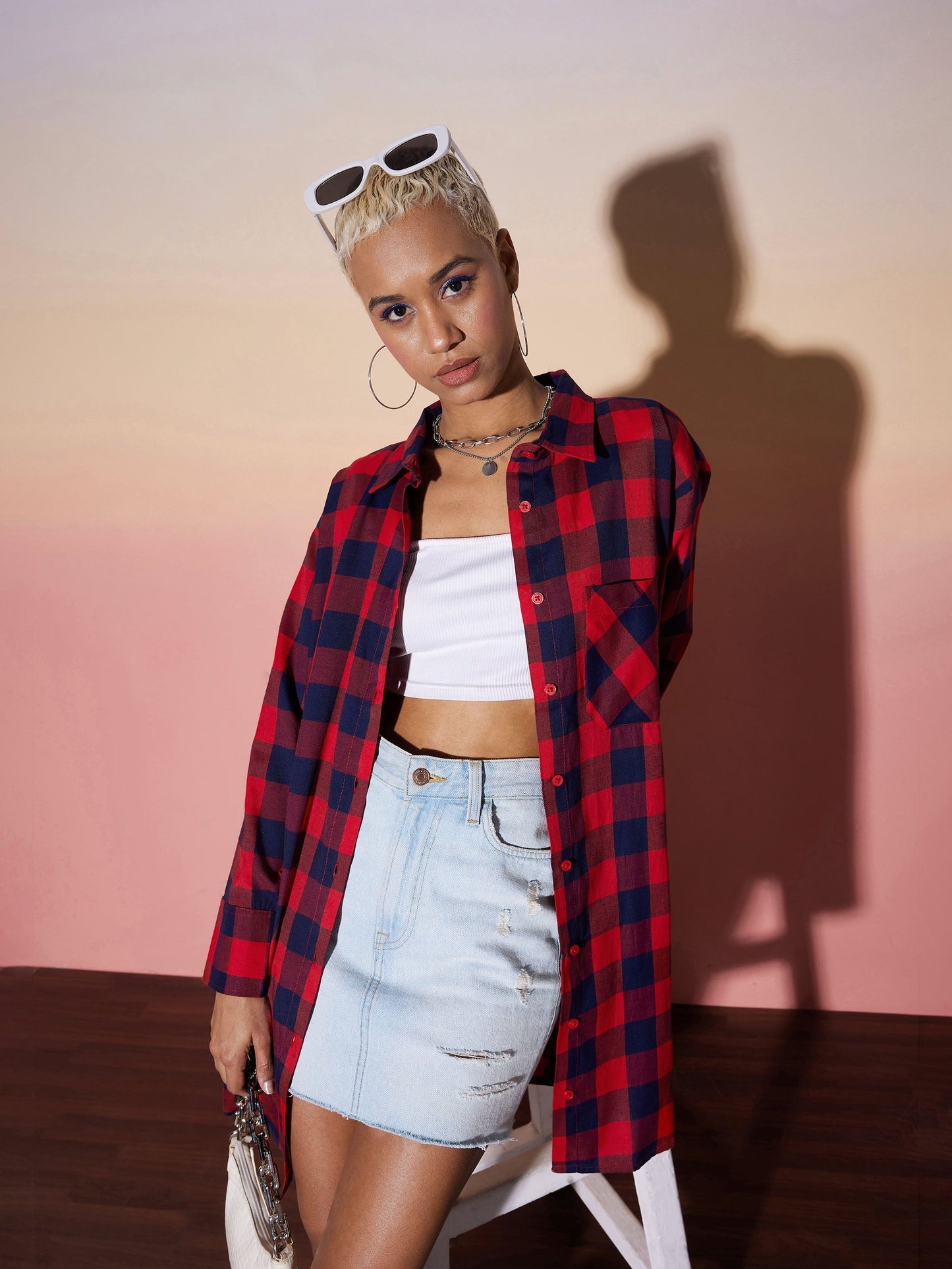 Red & Navy Check Lounge Shirt
