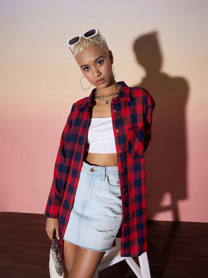 Red & Navy Check Lounge Shirt