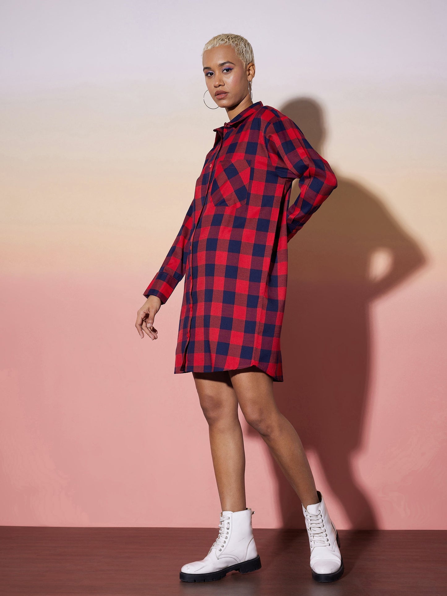 Red & Navy Check Lounge Shirt