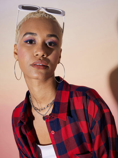Red & Navy Check Lounge Shirt