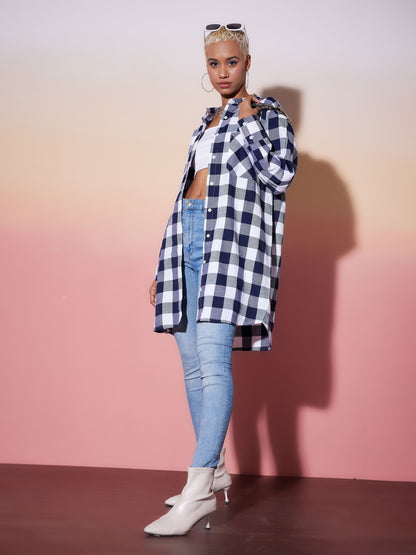 White & Navy Check Lounge Shirt