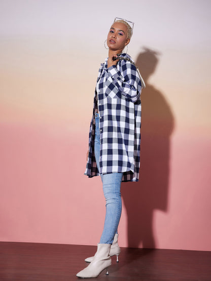 White & Navy Check Lounge Shirt