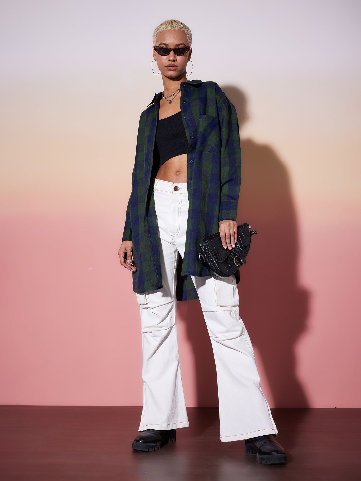Green & Navy Check Lounge Shirt