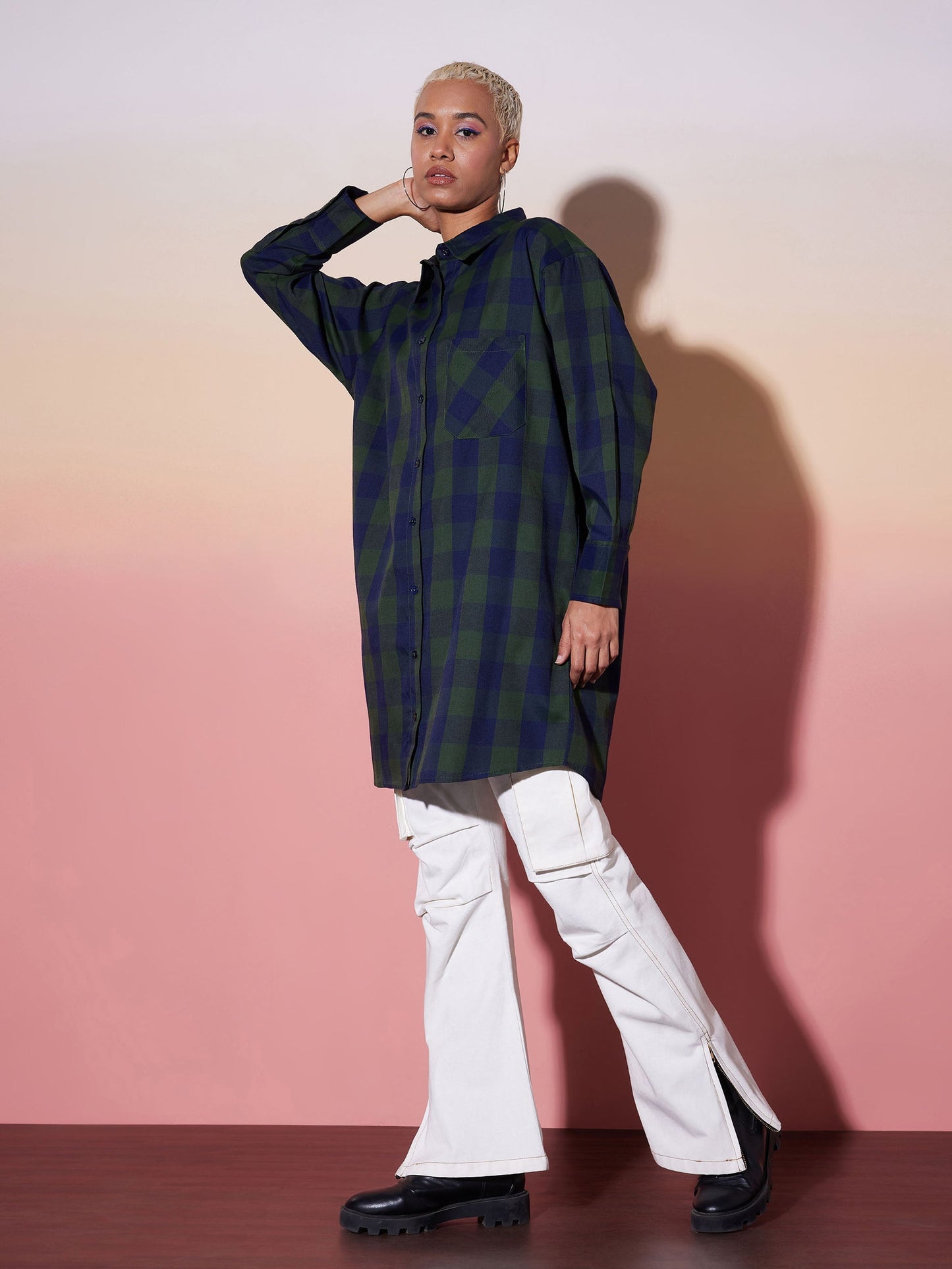 Green & Navy Check Lounge Shirt
