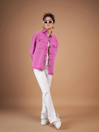 Pink Washed Denim Shacket