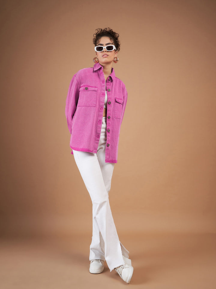 Pink Washed Denim Shacket