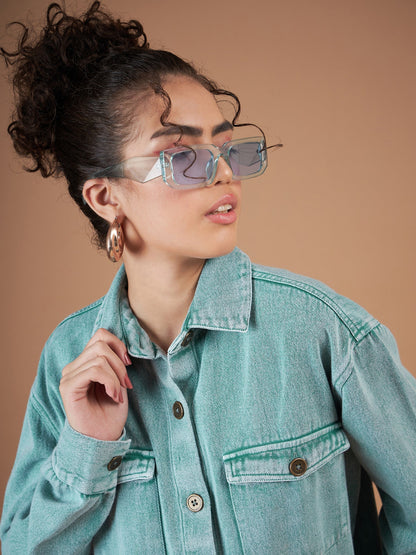 Green Washed Denim Shacket