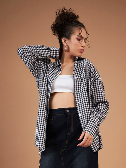 Black & White Yarn Dyed Check Oversized Shirt