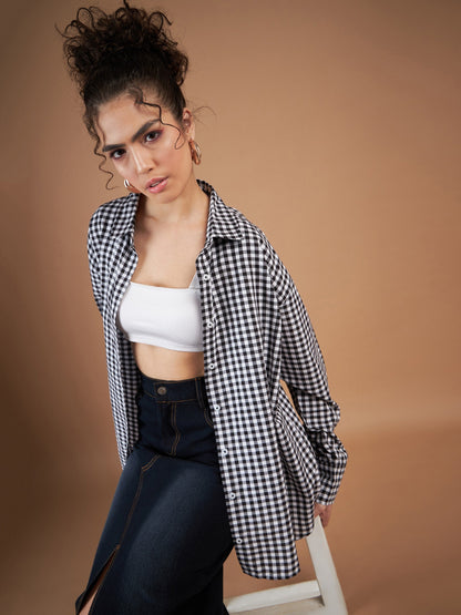 Black & White Yarn Dyed Check Oversized Shirt