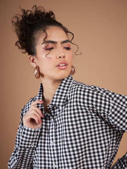 Black & White Yarn Dyed Check Oversized Shirt