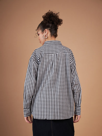 Black & White Yarn Dyed Check Oversized Shirt