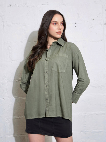 Olive Poplin Shirt
