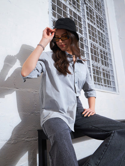 Grey Poplin Shirt