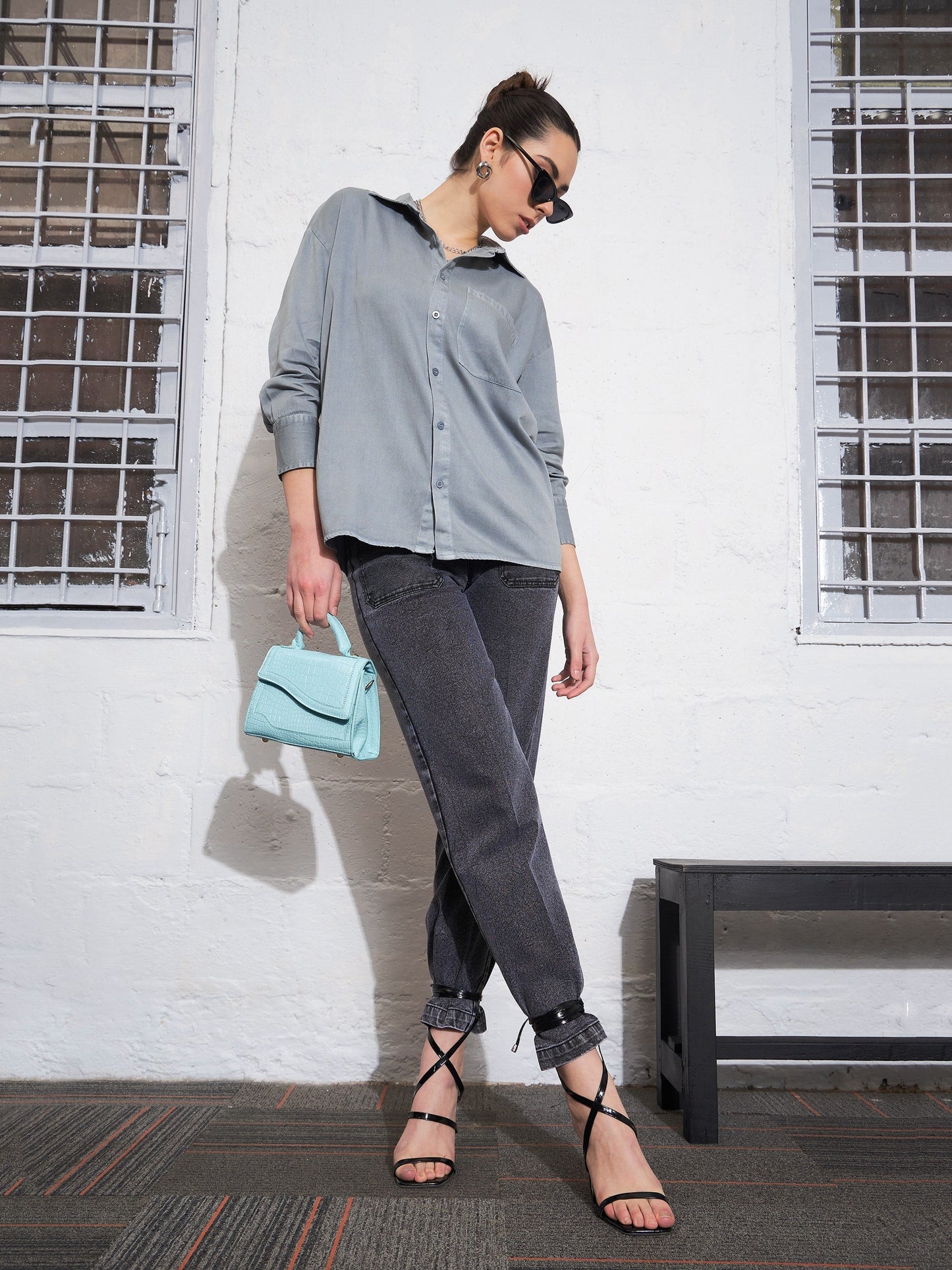 Light Blue Cotton Twill Oversized Shirt