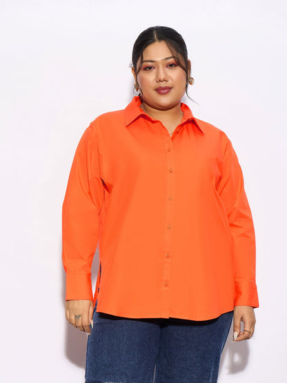Orange Poplin Shirt