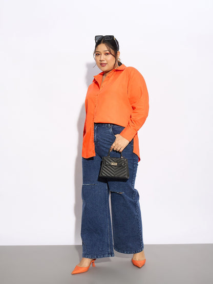 Orange Poplin Shirt