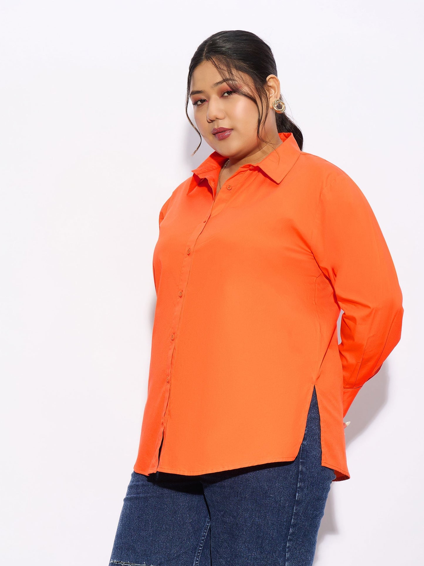 Orange Poplin Shirt