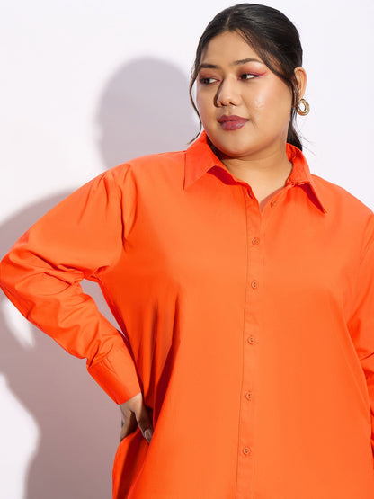 Orange Poplin Shirt