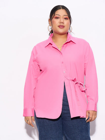 Pink Poplin Tie Up Shirt