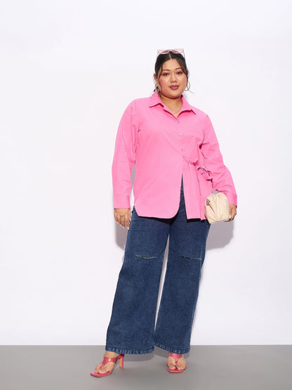 Pink Poplin Tie Up Shirt
