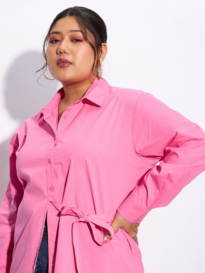 Pink Poplin Tie Up Shirt