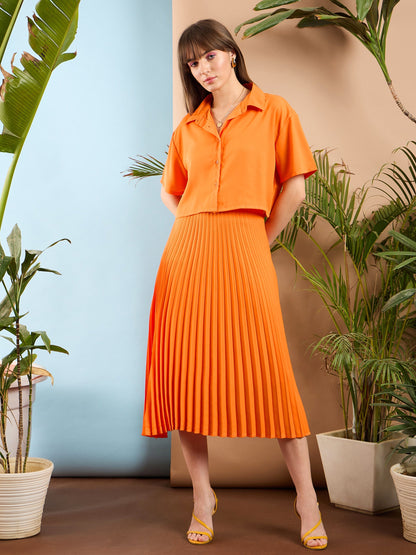 Orange Comfort Fit Crop Shirt